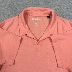 Todd Snyder Polo Shirt Mens Large Slim Pink Short Sleeve Pocket Johnny Collar